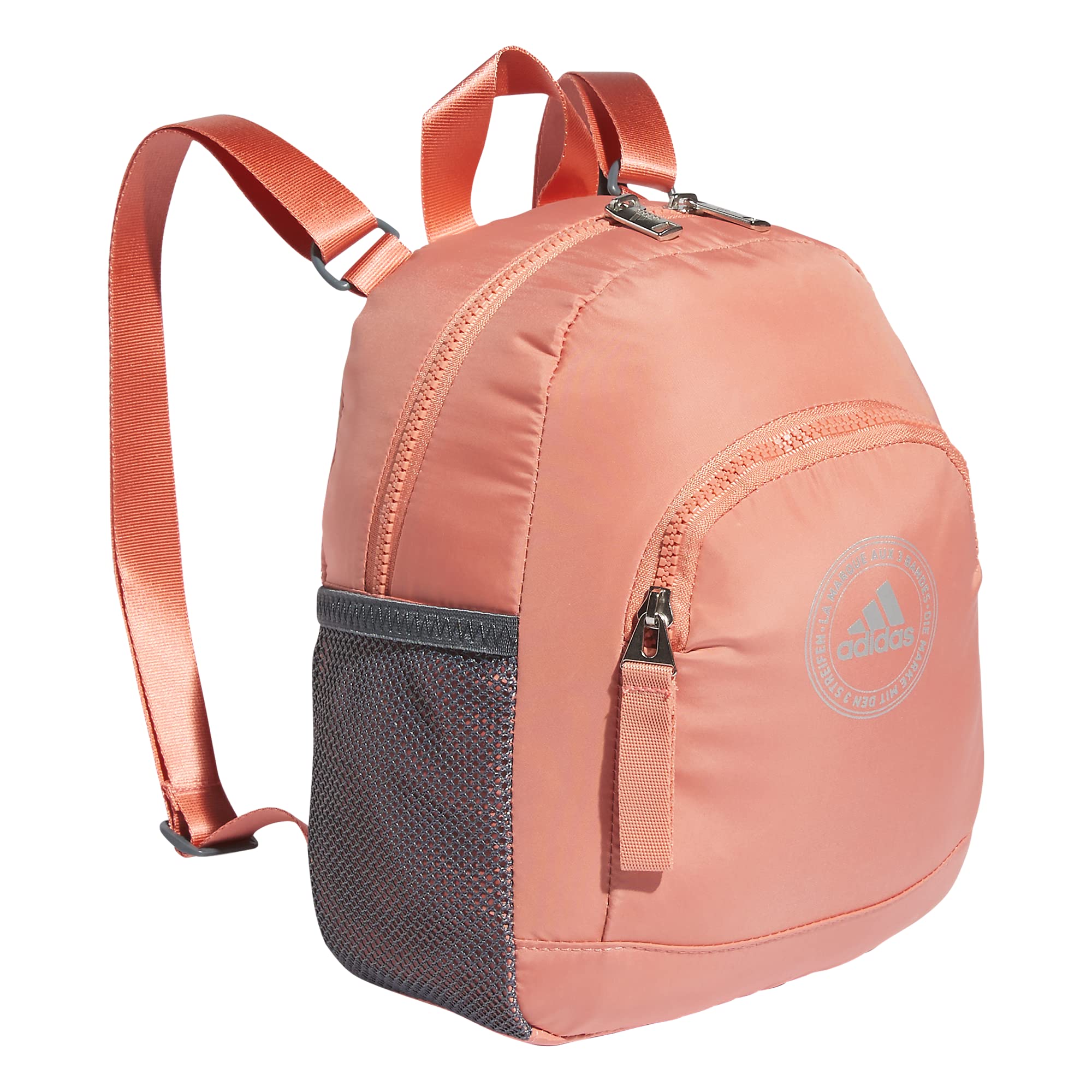 adidas Unisex Linear Mini Backpack Small Travel Bag Discontinued, Wonder Clay/Silver Metallic, One Size