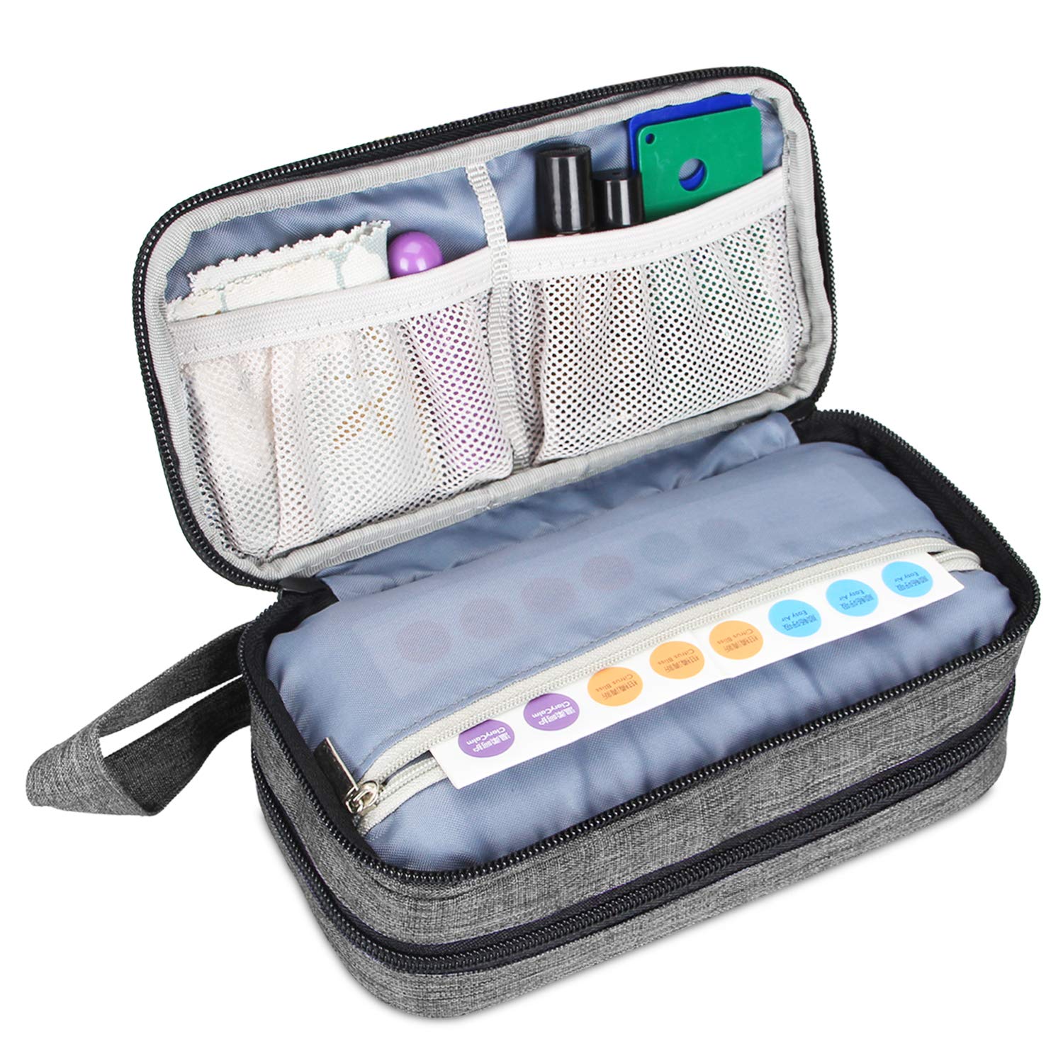Luxja Essential Oil Carrying Case - Holds 12 Bottles (5ml-15ml, Also Fits for Roller Bottles), Portable Double-Layer Organizer for Essential Oil and Accessories, Gray : Beauty