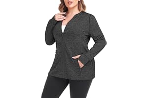 COOTRY Womens Plus Size Workout Jackets Full Zip Up Lightweight Athletic Running Hoodies with Thumb Holes