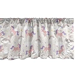 Ambesonne Rainbow Window Valance, Dreamy Unicorn