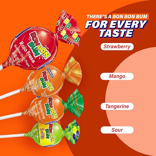 COLOMBINA BON BON BUM LOLLIPOPS ASSORTED FLAVOR, 100 COUNT (1 JAR)