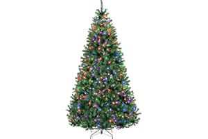 Best Choice Products 6ft Pre-Lit Christmas Tree Premium Hinged Artificial Pine Lighted Holiday Tree for Home, Office w/ 1,000 Branch Tips, 250 Multicolored Lights, Metal Hinges, Foldable Base