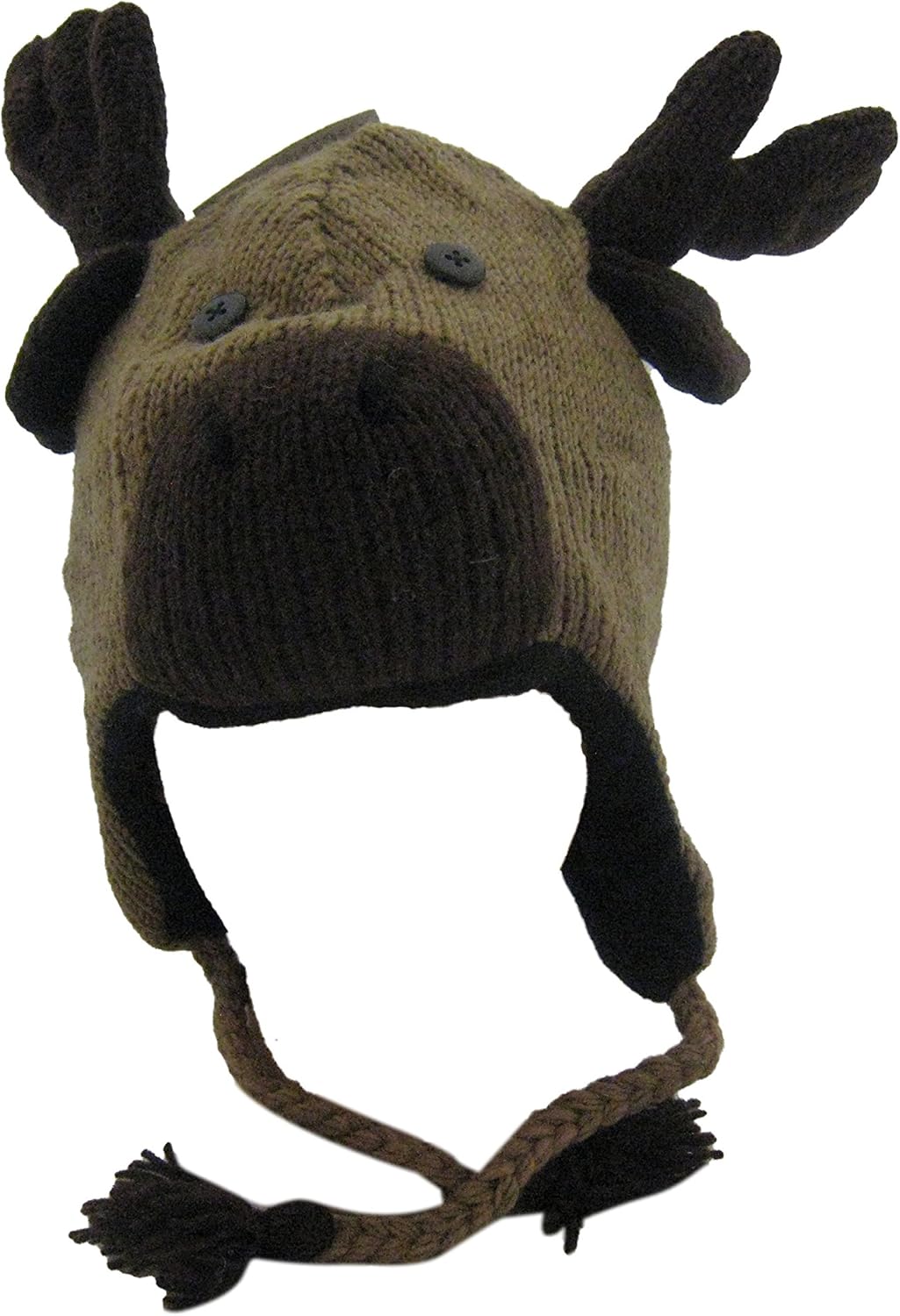 MOOSE Mohawk Sport 100 Wool Animal Hat Fleece Lined Beanie Ski Cap at