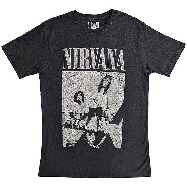 Camiseta Nirvana Sitting Hombre Negro, Negro, Pequeña