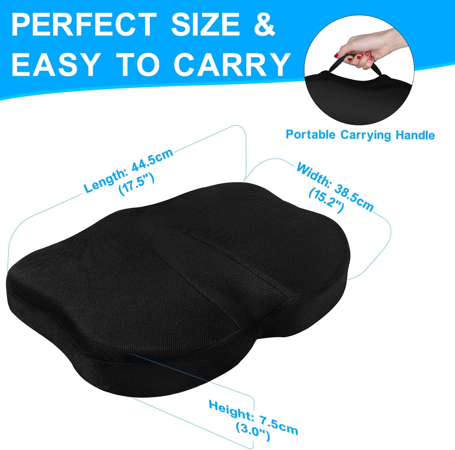 COMSOON Seat Cushion, Cooling Gel Office Chair Cushion for Pressure Relief, Non-Slip Memory Foam Tailbone Pain Relief Cushion Butt Pillow for Chair, Car, Airplane & Wheelchair: Home & Kitchen