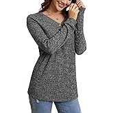 ENMAIN Womens Lightweight Sweaters 2025 Long Sleeve Pullover Knit V Neck Cozy Sweater Tops Fall-Winter Casual Dressy