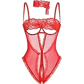 Avidlove Sexy Lingerie for Women Lace V Neck Teddy Lingerie One Piece Mini Bodysuit Exotic BabyDoll