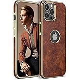 LOHASIC for iPhone 13 Pro Max Case, Vintage Leather Thin Slim Luxury PU Soft Flexible Bumper Non-Slip Grip Anti-Scratch Protective Cover Phone Cases for iPhone 13 Pro Max 6.7" 2021 - Brown