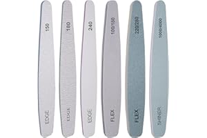 HOMEYERA Nail File and Buffer Set, 6 Pcs Professional Nail File Kit for Acrylic and Natural Nails, 100/150/180/220/240/280/1000/4000 Grit Soft Nail Filer Gel Nail Files & buffers Filing Emery Board Home Salon