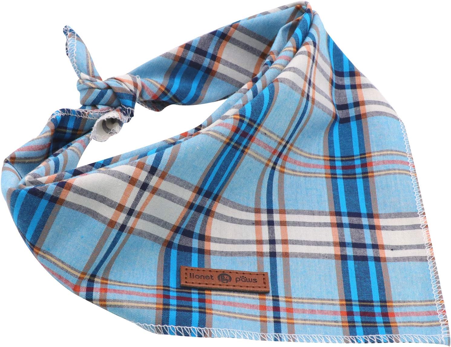 Lionet Paws Dog Bandana for Small Medium Large Dogs Cat Dog Kerchief Dog Triangle Bibs Scarf for Girl or Boy Blue Grid - Image 4