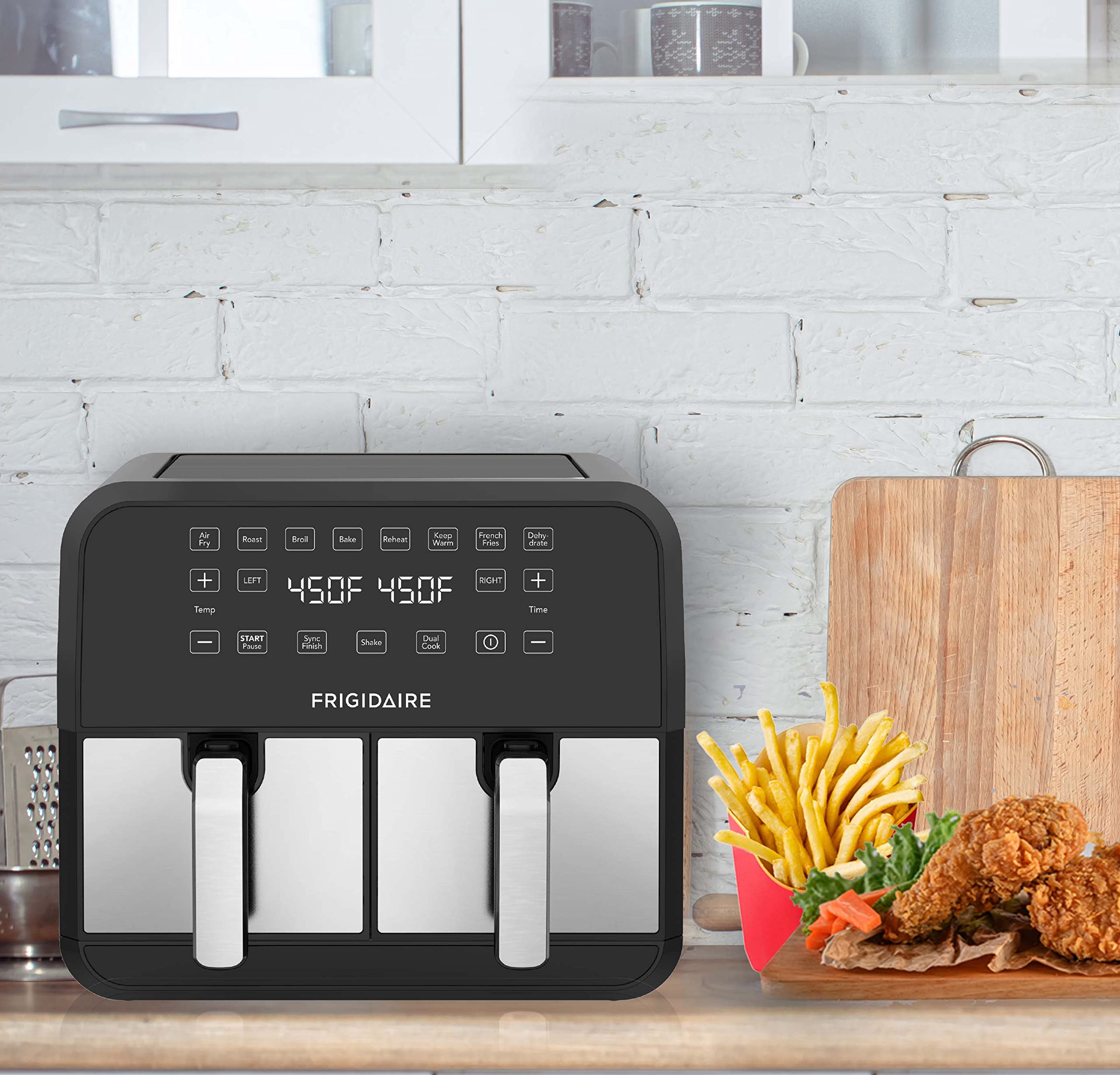 CULINARY CHEF 8 QT DUAL zone 2-drawer Digital Air Fryer, Black/Stainless