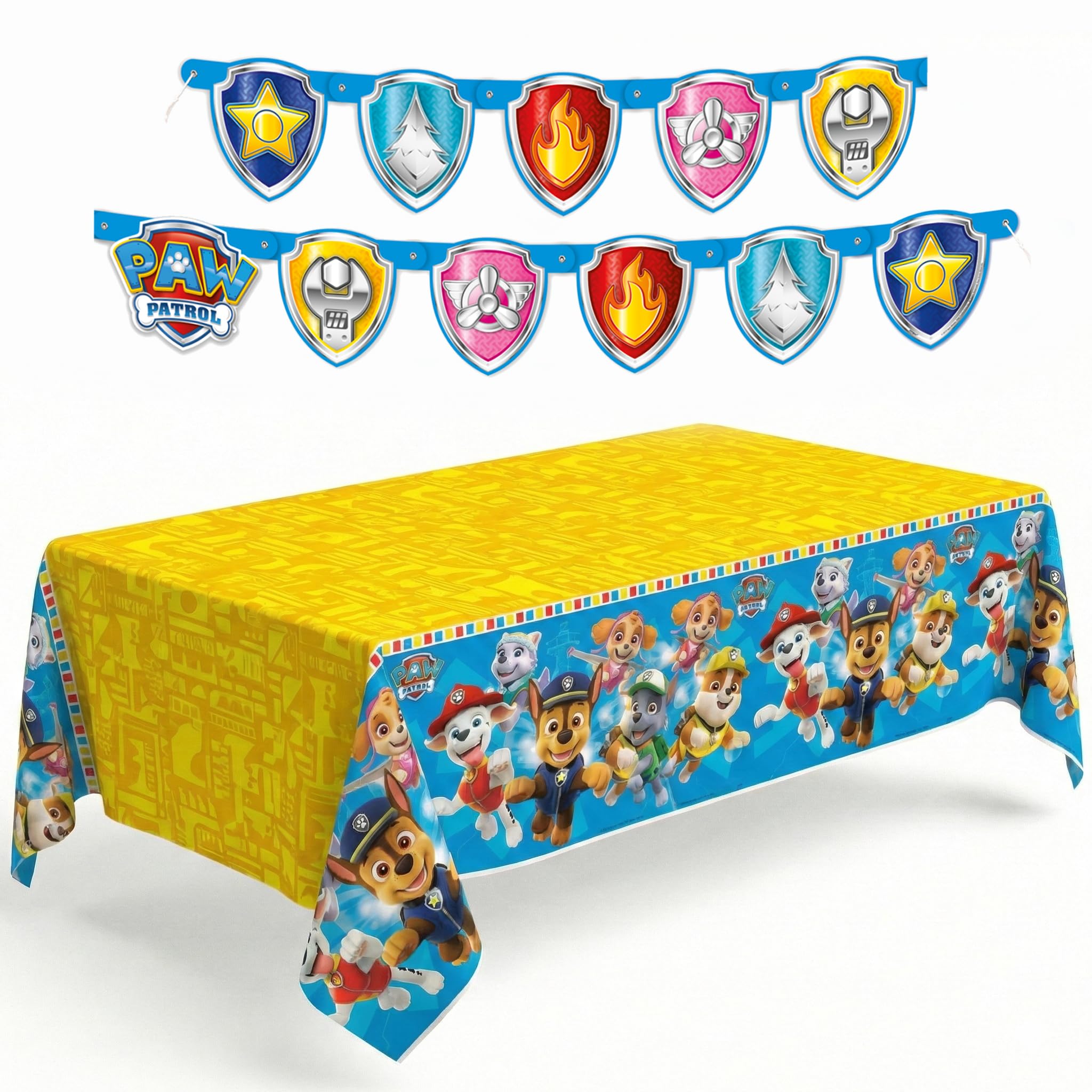 Unique Paw Patrol Tablecloth and Paw Patrol Birthday Banner | Birthday Decorations and Party Supplies | Officially Licensed