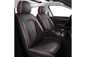 EifBrisa Car Seat Covers Full Set,Premium Faux Leather Seat Covers for Cars SUV,Super Breathable,Storage Bags,Full Wrapping Edge,Universal Seat Covers Fit for Most Sedans (Red&Black Full)
