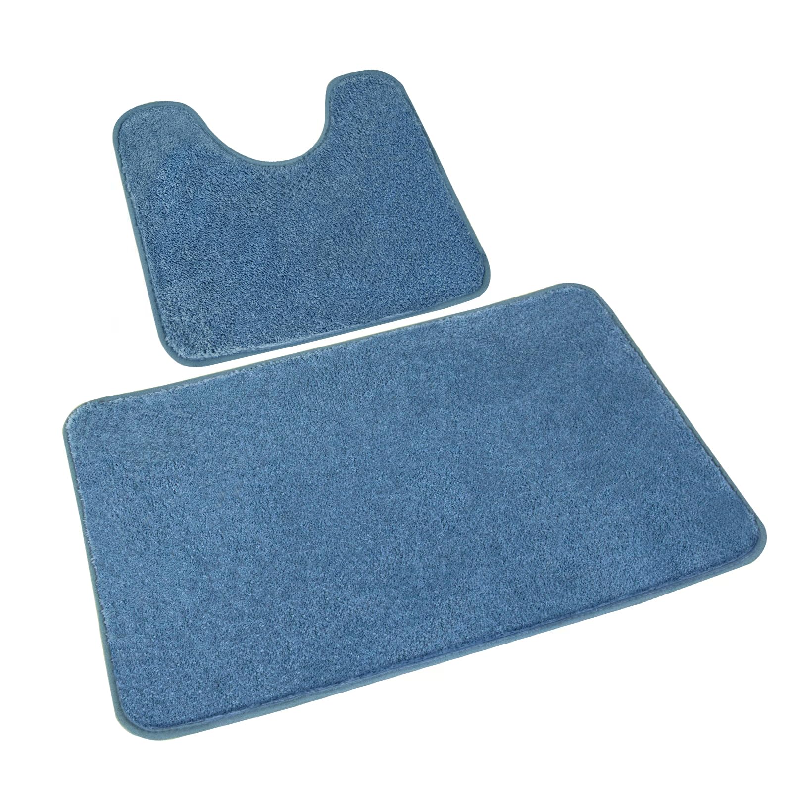 Rururug Bath Mat Sets 2 Piece Washable Microfiber Bathroom Mats New Point Plastic Non-slip Bottom Bath Rug and Toilet Mat Set (Dusk Blue, 50x80cm+50x40cm) — image 1