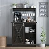 4ever2buy Farmhouse Coffee Bar with Hutch, 31 Inch