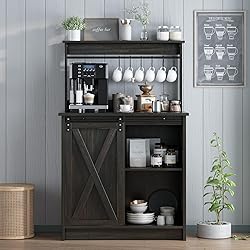4ever2buy Farmhouse Coffee Bar with Hutch, 31 Inch