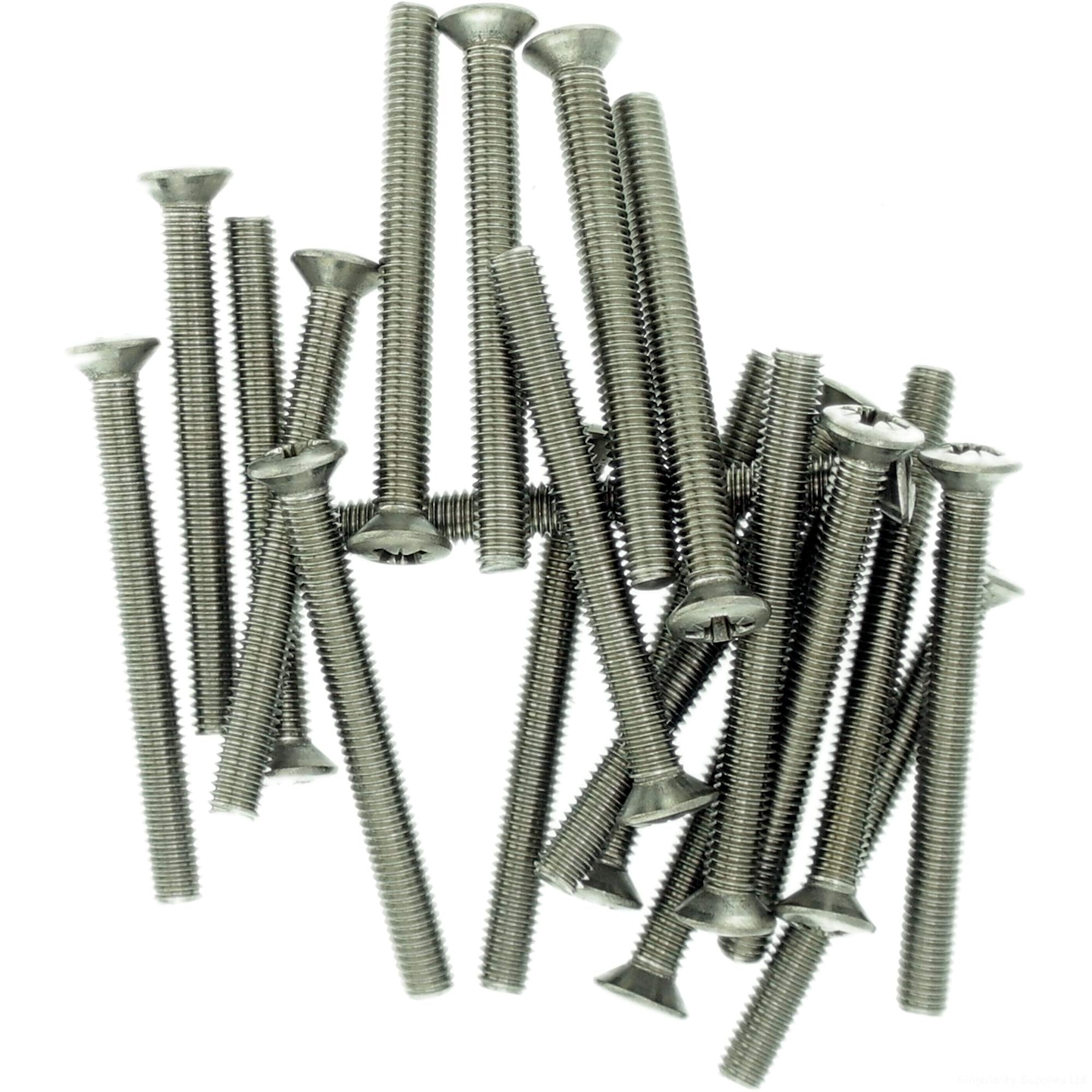 M6 (6mm x 55mm) Pozi Raised Countersunk Machine Screw (Bolt) - Stainless Steel (A2) (Pack of 20)