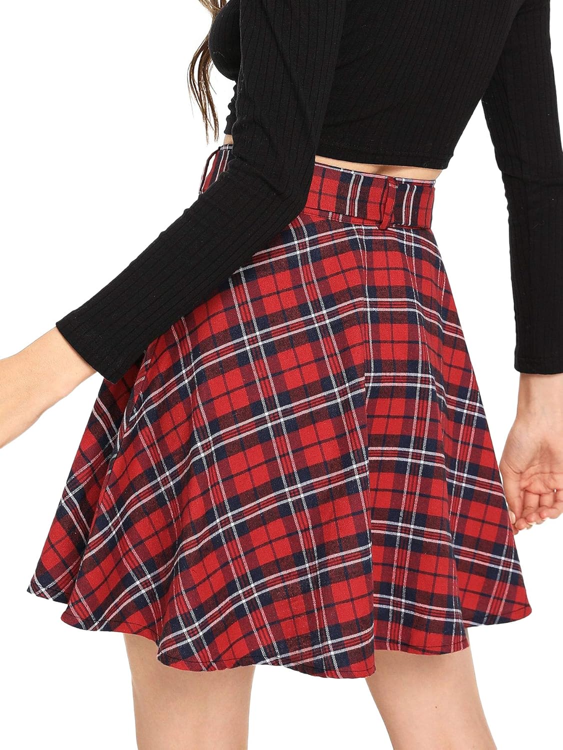 Milumia Women Plaid Casual Cheerleader Mini Pleated A Line High Waisted Skater Skirts at  Women’s Clothing store