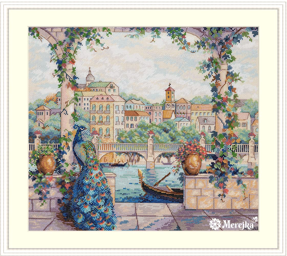 Merejka K-157 Castle Bridge Counted Cross Stitch Set, Cotton, Multi-Colour, 32 x 36 cm