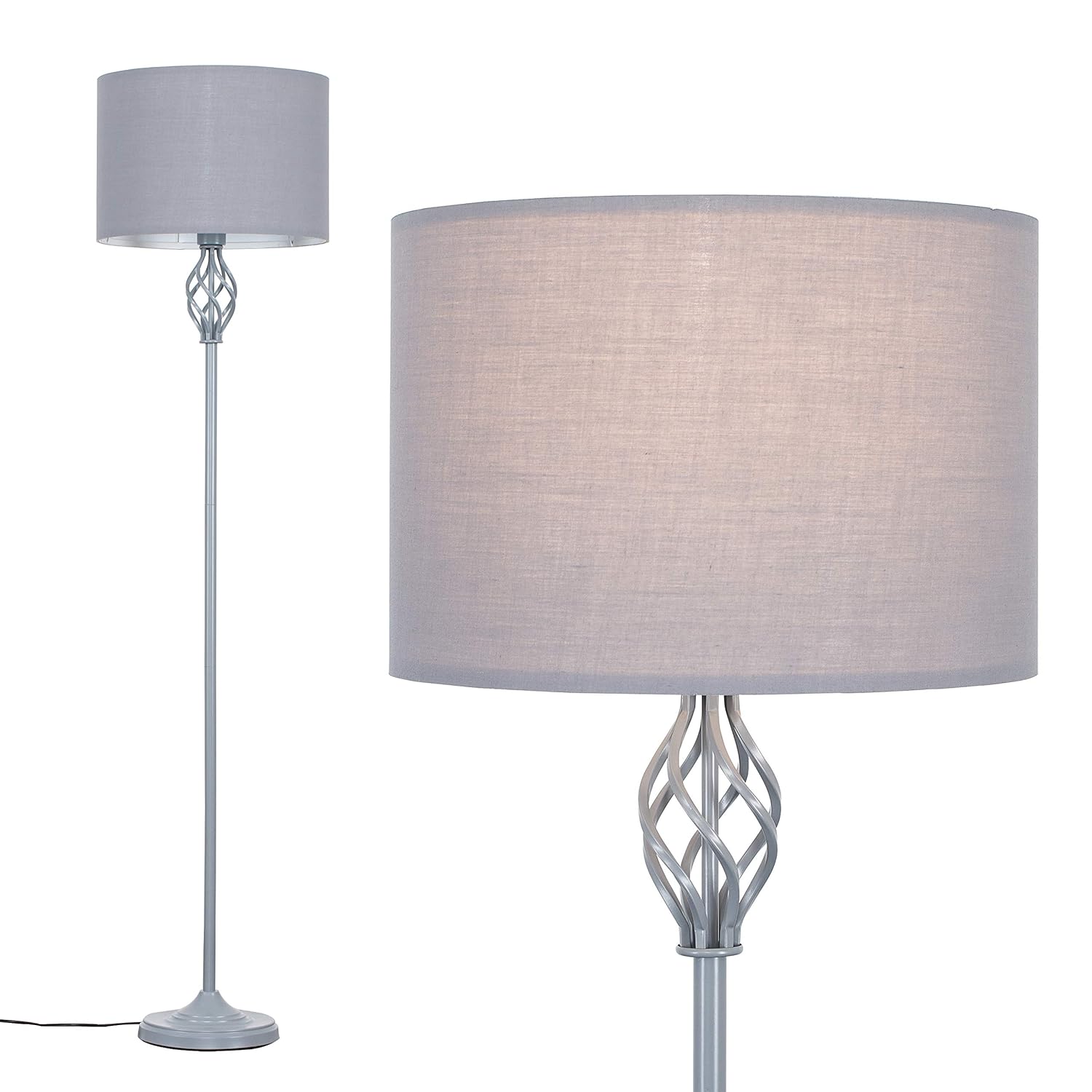 Traditional Style Grey Barley Twist Floor Lamp With A Grey