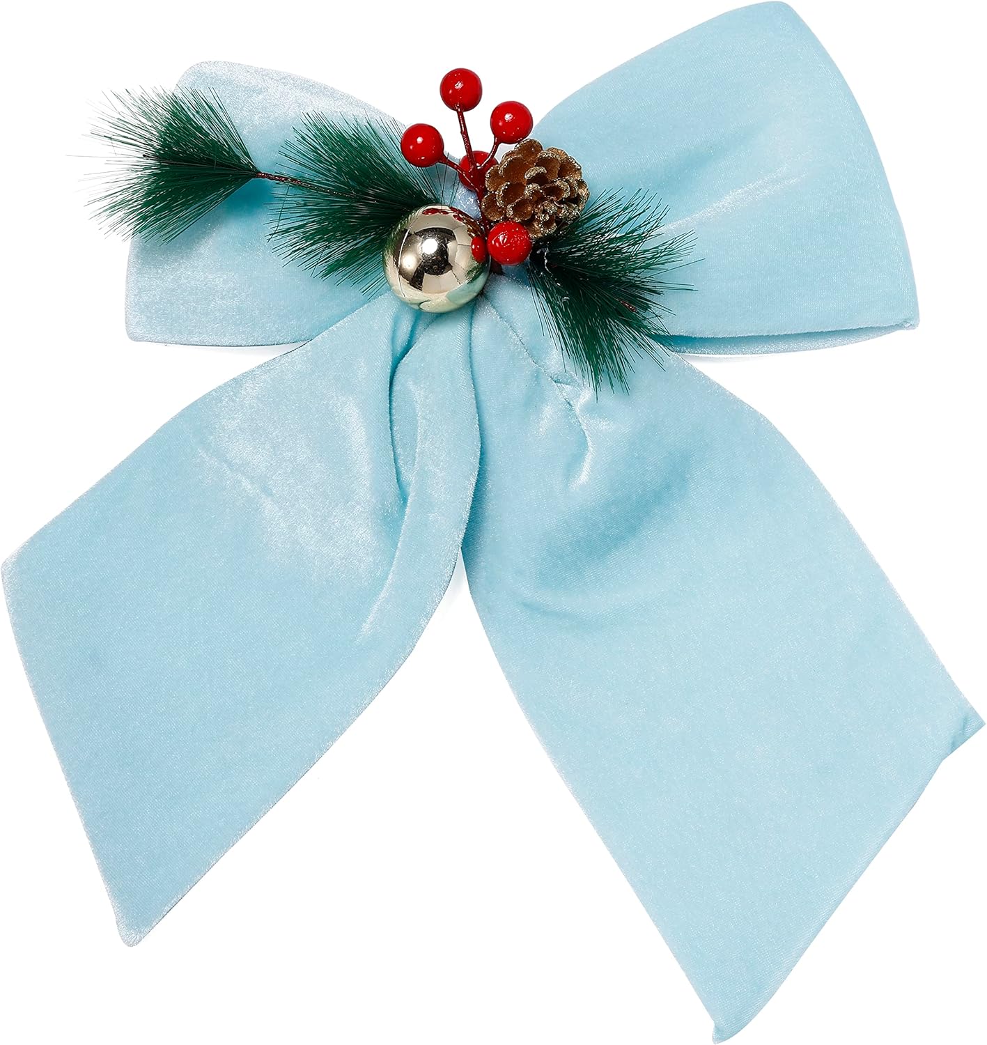 Bows & Ribbons - allgala Christmas Decorative Velvet Bows for Wreath Garland Christmas Tree-2 Pack-10 (20x25cm)-Light Blue-XBW92210