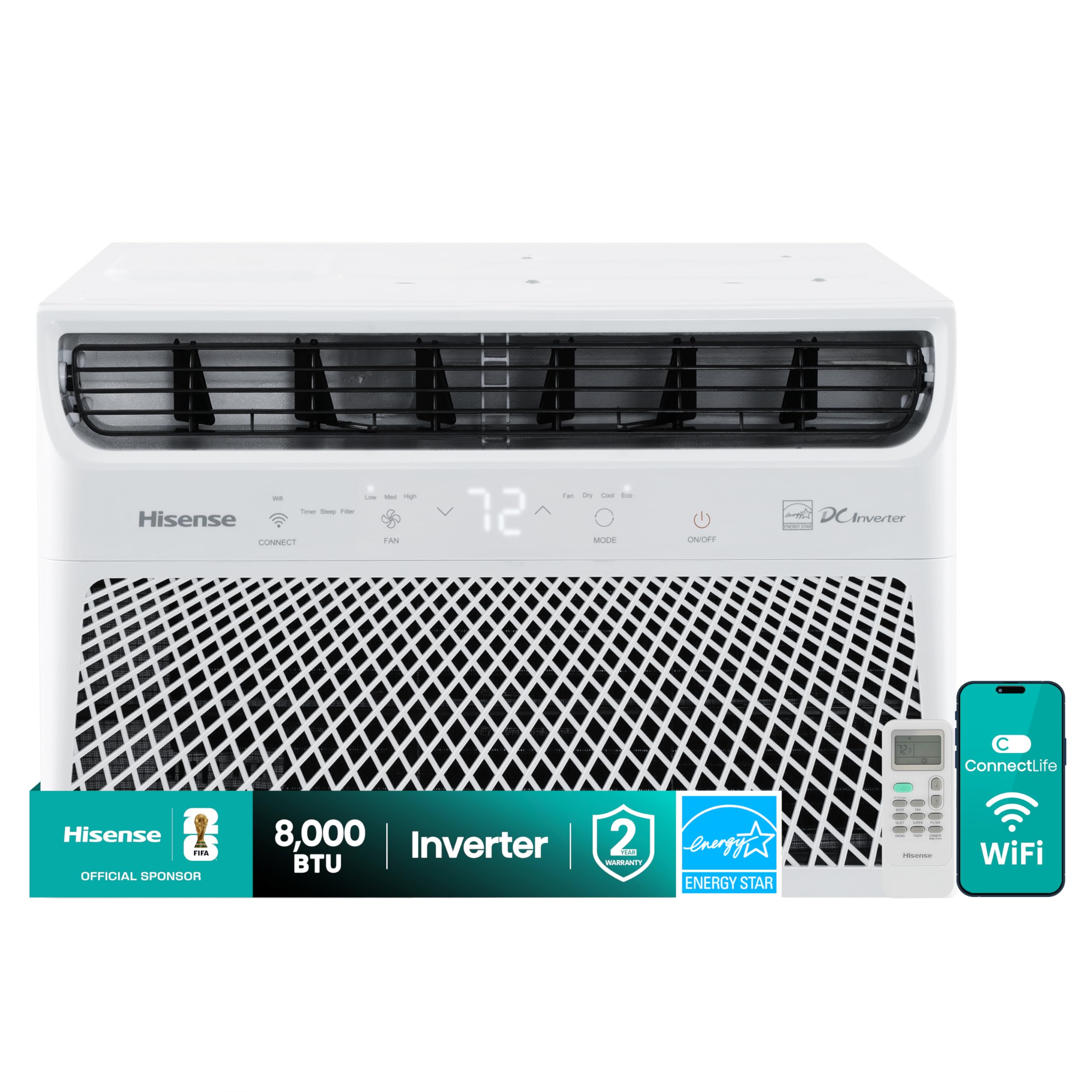 Photo 1 of Hisense 8,000 BTU Smart Inverter Window Air Conditioner, 3 modes (Cooling, Fan, Dehumidifier), Easy Installation,Ultra Quiet, 37.6% more Energy Saving, 2 Years Warranty