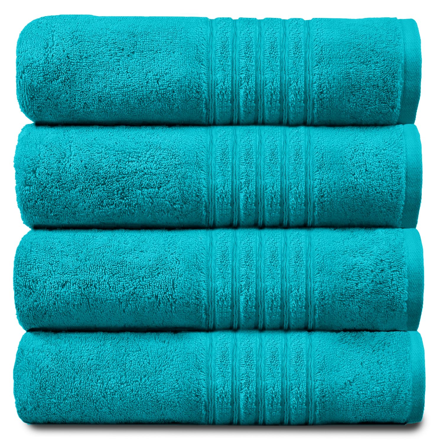 GC GAVENO CAVAILIA Luxury Pack Of 4 Bath Sheets, 100% Egyptian Cotton Towels, 450 GSM Quick Dry Towel, Teal, 80X140