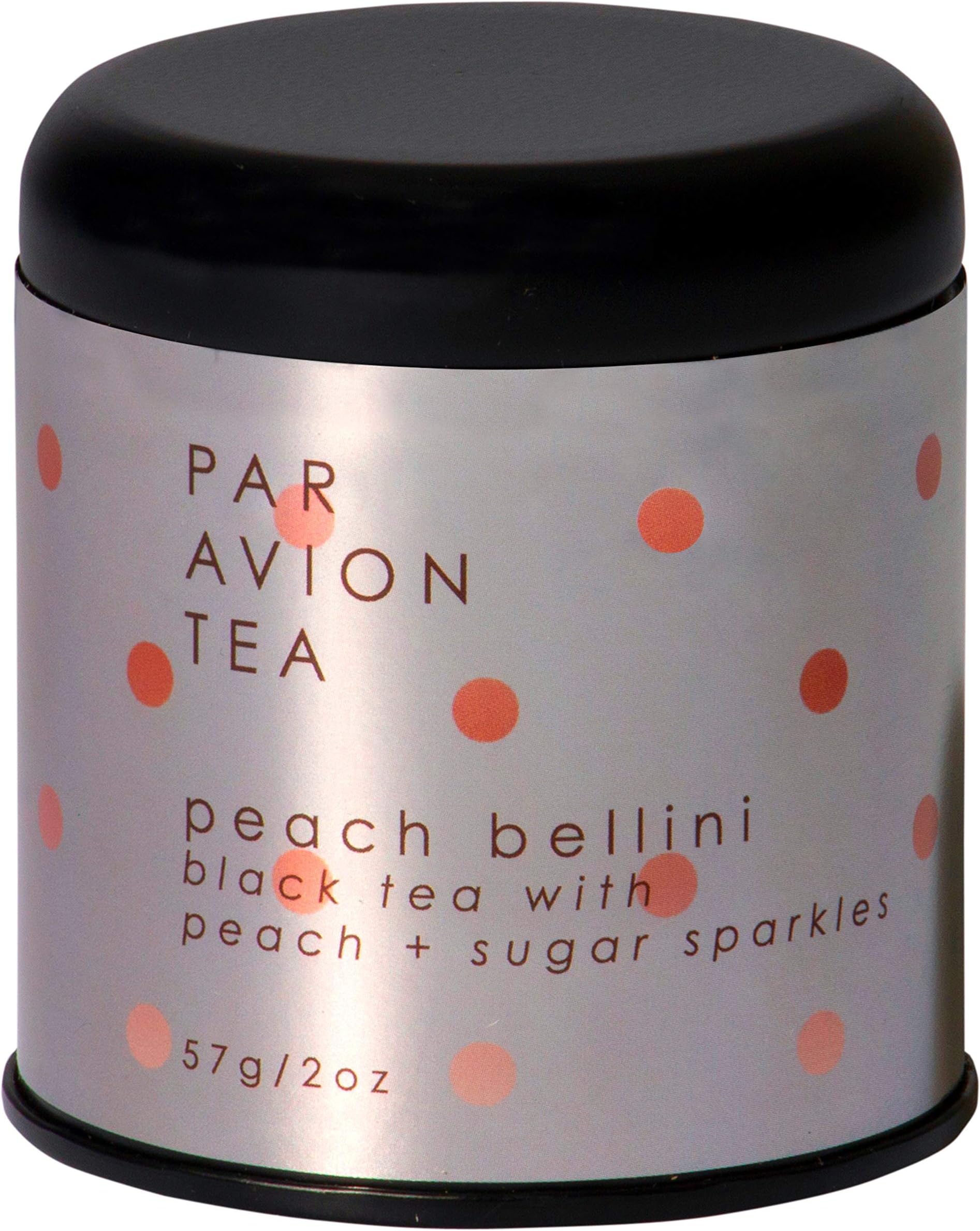 Par Avion Tea Glitter Tea Sparkling Peach Belini - Small Batch Loose Leaf Tea With Edible Flakes - 2 oz