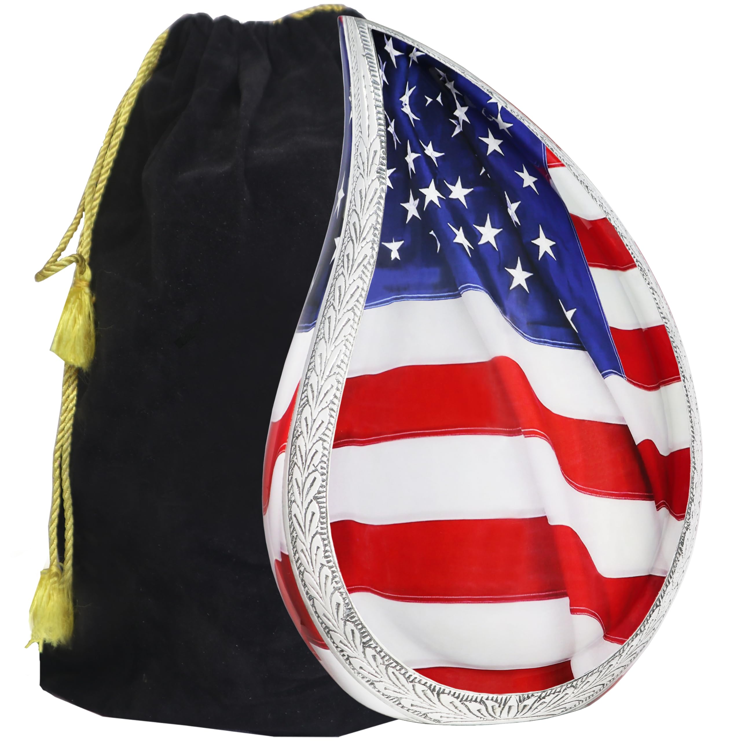 Goroly Home American Flag Cremation Urn - Hand Engraved For Veterans & Loved Ones | 10 Inch Adult Urn - View #7