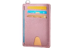 Mayski Slim Wallet, Credit Card Holder for Women, Minimalist Front Pocket RFID Blocking Card Cases, Small Wallet Women Men(Litchi Pink)