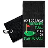 ERHACHAIJIA Yes I'd Have A Retirement Plan Embroidered Golf Towel with Clip. Funny Golf Accessories Gifts for Men Women Golfer Grandma Grandpa Mom Dad, Birthday Retirement