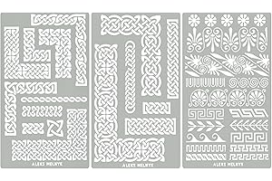 Aleks Melnyk #36 Small Border Stencils for Bullet Journaling, Greek Key Stencils, Celtic Knot, Ornate Viking Stencils, Steel Journal Stencils, Metal Stencils for Engraving, Pyrography, Wood Burning