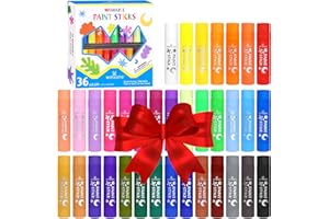 Tempera Paint Sticks,36 Vibrant Colors Washable Paint Sticks For Kids, Quick Drying, Non-Toxic, Suitable for Paper, Wood, Can