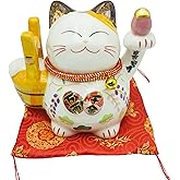 Tedkary Lucky Cat Maneki Neko Beckoning Fengshui Wealth Cat for Welcoming for Shop, Home,Copany,Birthday Gift,Business Opening,1PC