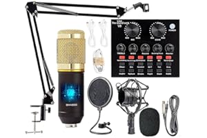 COFELIFE Podcast Equipment Bundle, BM-800 Mic Kit with Live Sound Card, Adjustable Mic Suspension Scissor Arm, Metal Shock Mount and Double-Layer Pop Filter for Studio Recording & Broadcasting (CF100-Gold)