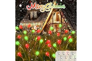 OZS 6Pack Total 48LED Solar Garden Lights Christmas Fairy Outdoor - Solar Firefly Lights Fairy Outdoor, Sway by Wind, Waterproof for Pathway Patio Yard Christmas Decorations(Red&Green)