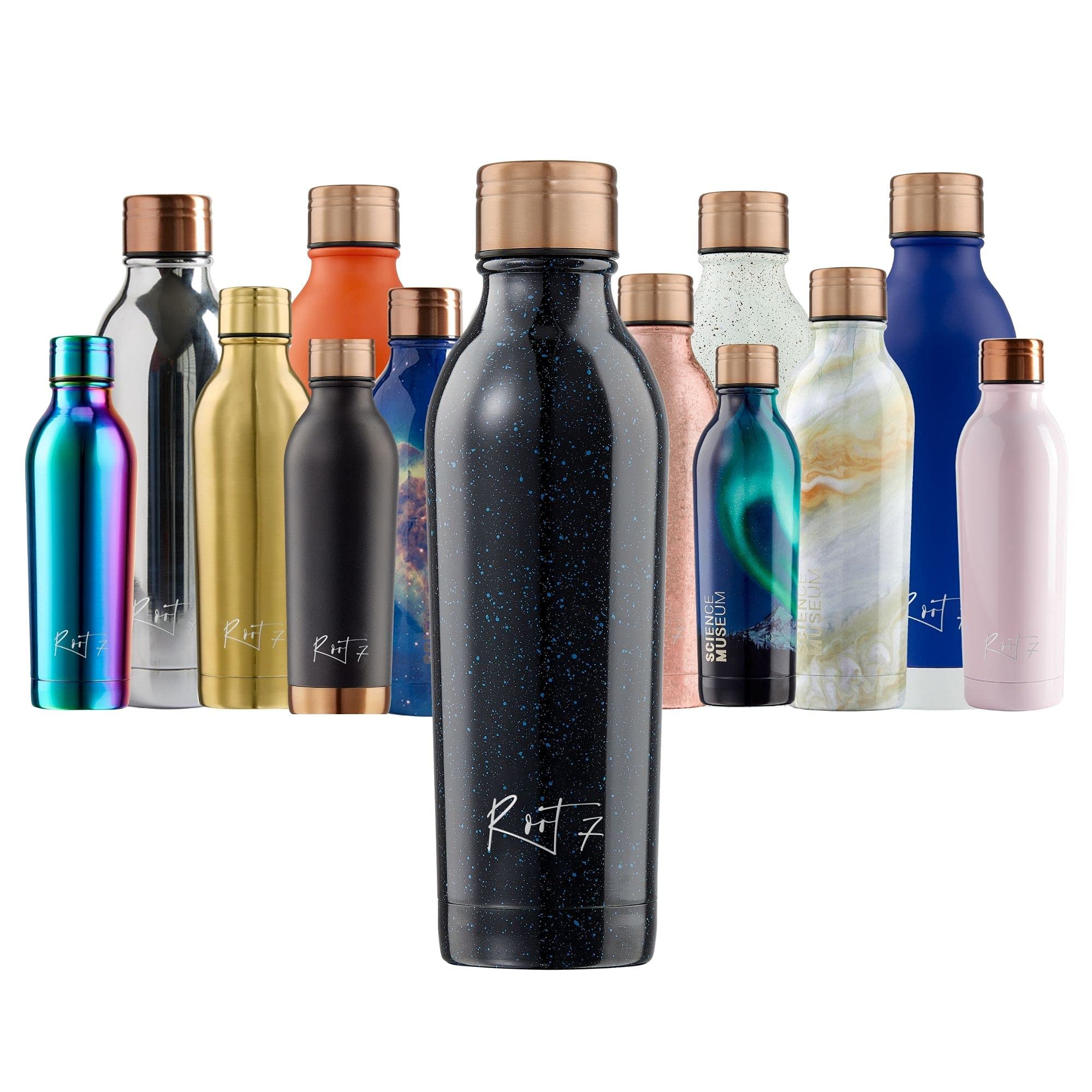 Root7 Bottle | Stainless Steel Water Bottle | Blue Stardust 500 ml | Double Walled & Copper Insulated | Reusable Thermal Flask | BPA Free, Leak - Proof Bottle | Cold for 30 Hours & Hot for 20 Hours