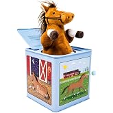 Jack Rabbit Creations Unicorn Jack in the Box - Musical Pop-Up - Ages 3+ | Tin Construction, 10 x 5 x 7 in, Plush Character, Hand Crank Operation, Indoor Play, Motor Skill Development