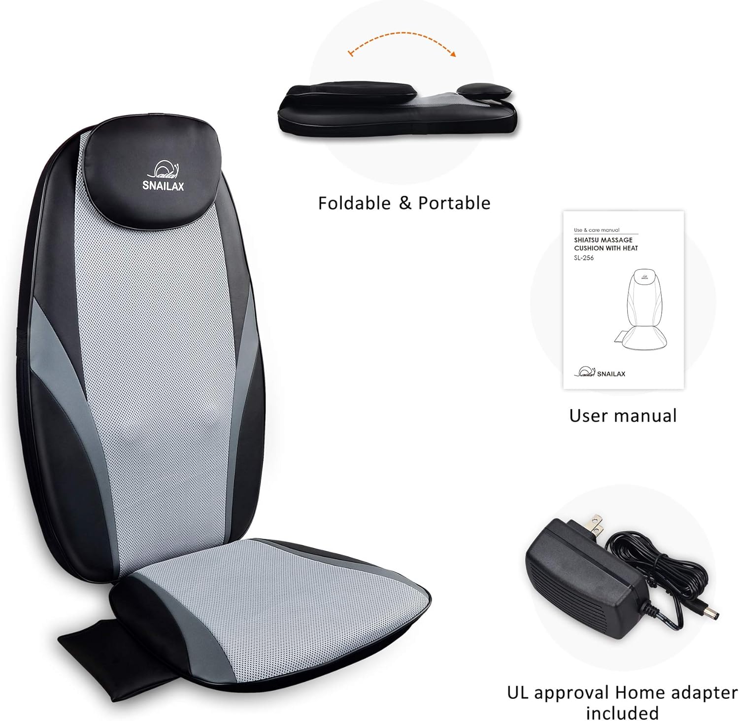 Snailax Shiatsu Massage Cushion with Heat Massage Chair Pad Kneading Back Massager for Home Office Seat use: Health & Personal Care