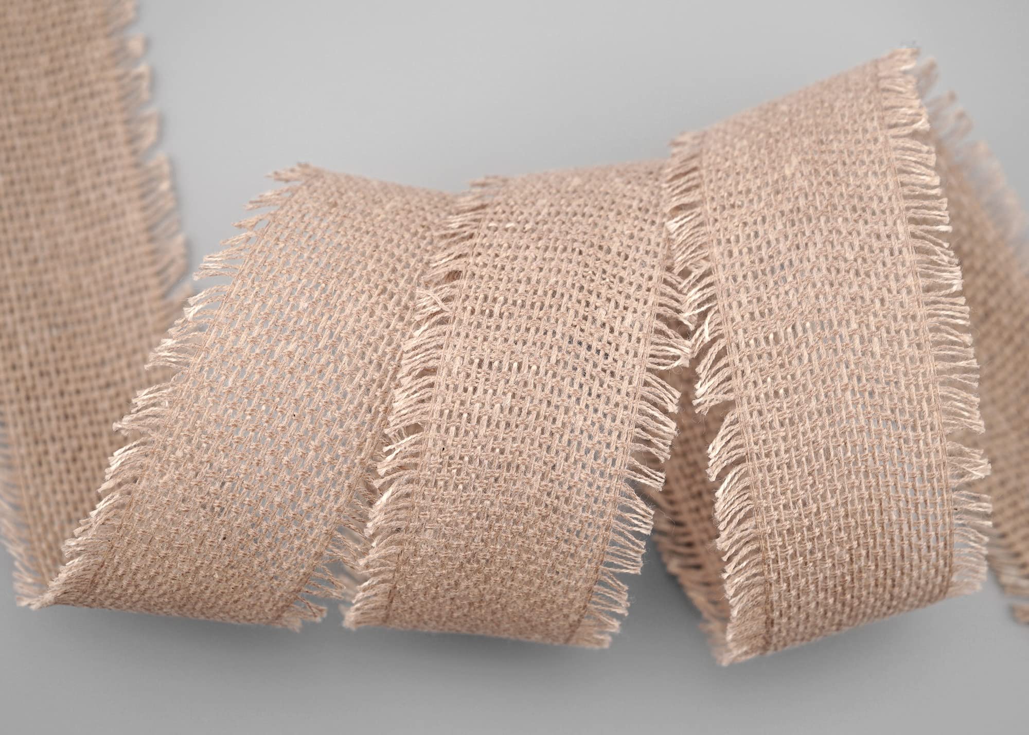 finemark 30 m x 40 mm Cotton Ribbon Beige Powder (71) Natural with Fringes Light Brown Decorative Ribbon Mesh Ribbon 100% Cotton Cross Stitch Ribbon Biodegradable Country House Mesh Ribbon Floristry