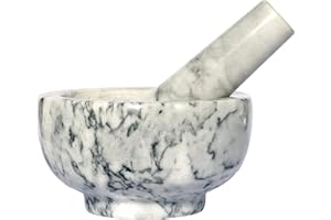Kota Japan Marble Mortar & Pestle Stone Grinder for Spices, Seasonings, Pastes, Pestos and Guacamole