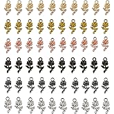 Ruwado 60 Pcs Rose Charm Mini Multicolor Metal Bulk Flower Charms Pendant for Jewelry Making DIY Earring Keychain Necklace Bracelets Jewelry Finding Accessories Supplies