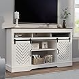 Okd Farmhouse Fireplace TV Stand, Farmhouse Entertainment Center With 23 Inch Electric Fireplace - Dark Rustic Oak