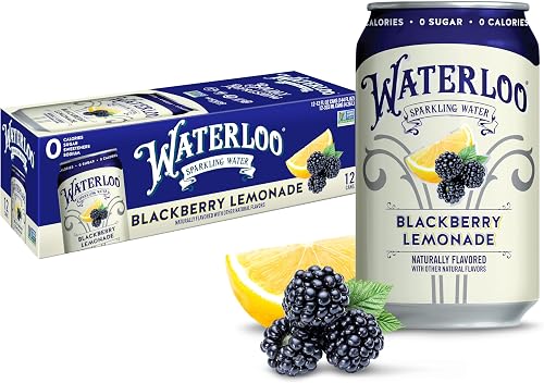 Waterloo agua con gas, limonada de zarzamora, 12 onzas, paquete de 12 — Agua y aguas con gas