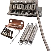 Guyker Tremolo Bridge Vintage Bent Steel Saddles and Zinc Block Compatible with Start ST Electric Guitar (GG-1004, Nickel Old)