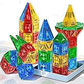 Zupooko 60pcs Mini Magnetic Tiles for Kids Ages 3-8,Travel Magnetic Building Blocks with Metal Storage Box, STEM Educational Toys, Montessori Sensory Learning Toys for Toddlers, Gift for Boys & Girls