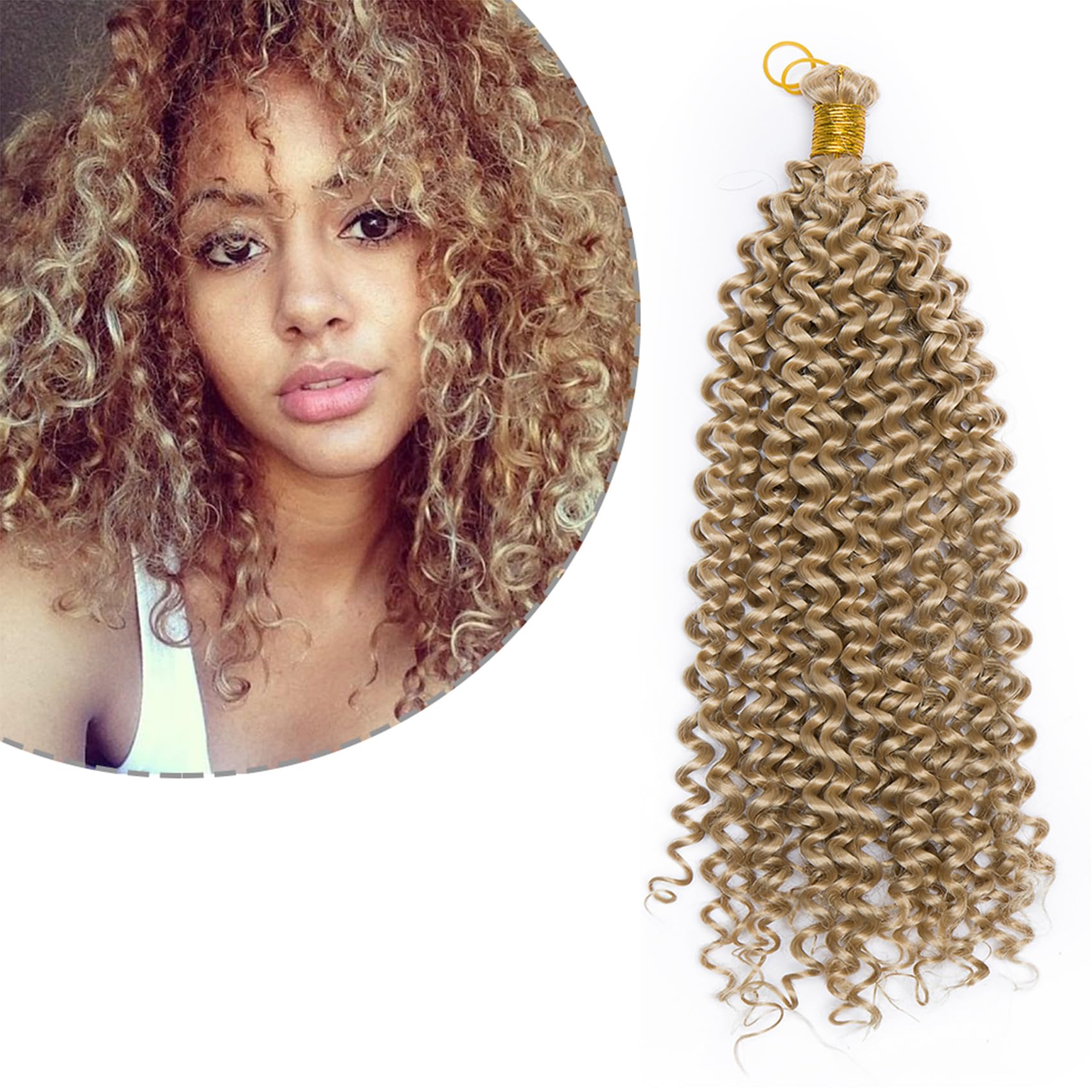 14 Inch Water Wave Marlybob Crochet Hair Twist Braids Braiding Hairpiece Synthetic Afro Weave Hair Extensions - Ash Blond