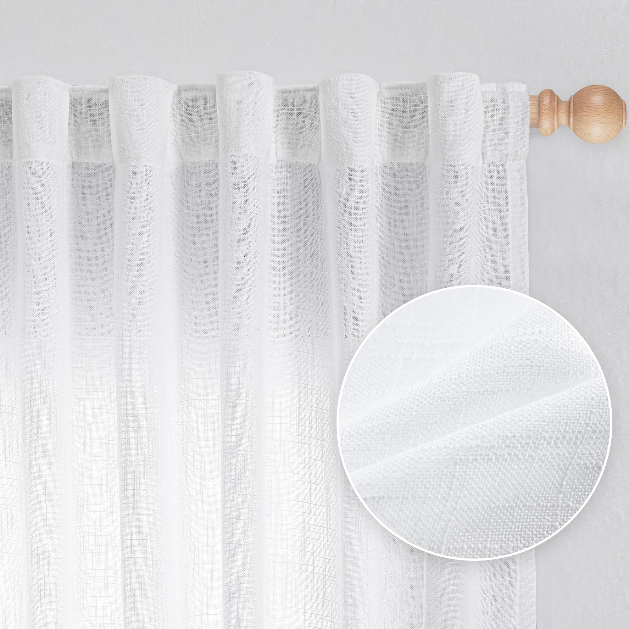 Photo 1 of ***MISSING PARTS***
MYSKY HOME White Curtains 95 Inches Long Semi Sheer Drapes Light Filtering for Sliding Glass Door Window Treatments Soft Cotton Blend Panels Linen Look Farmhouse Style, 50" x 95", 2 Pieces
