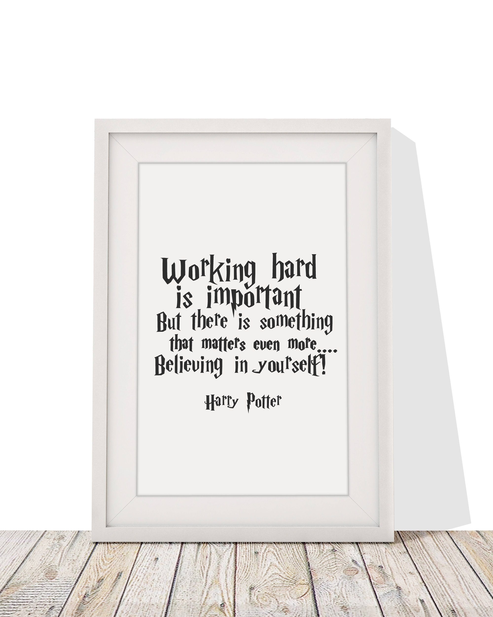 Harry Potter Christmas Quotes Harry Potter Gifts For Girls And Boys | Working Hard Is Important Believe  In Yourself | Motivational Framed Print Wall Art | Quotes In Frames | 12 X  10 Inch | White |- Buy Online In Bahamas At Desertcart - 53459816.