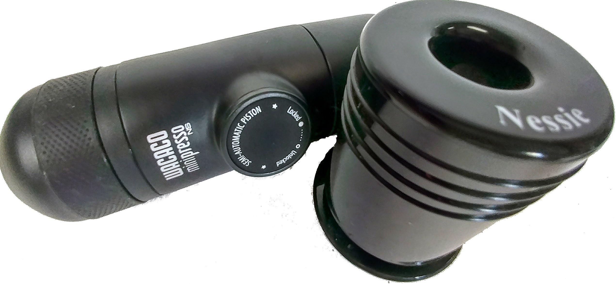 Minipresso NS portable espresso maker bundle with Nessie Press capsule crusher